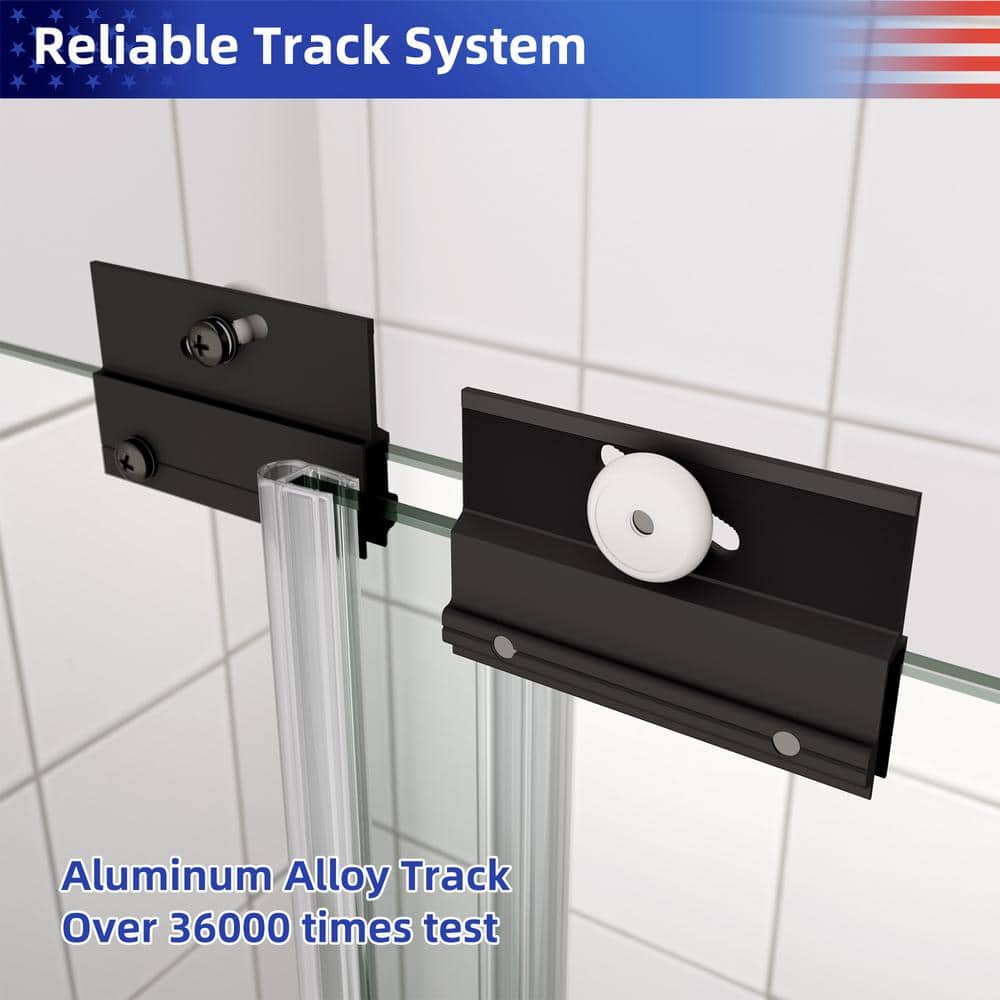 RAINLEX 50 in. to 54 in. W x 70 in. H Sliding Framed Shower Door in Matte Black Finish with Clear Glass