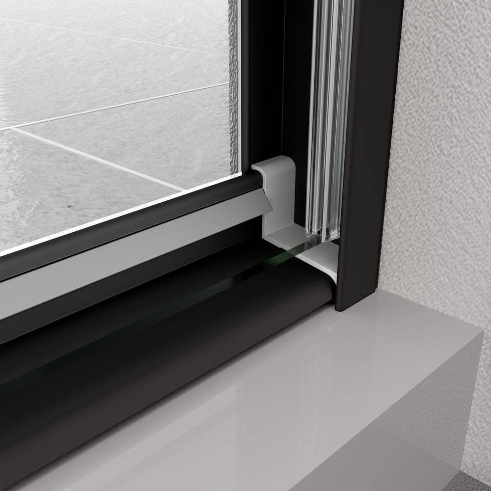 RAINLEX 50 in. to 54 in. W x 70 in. H Sliding Framed Shower Door in Matte Black Finish with Clear Glass