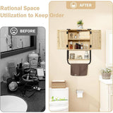 Adrinfly 15 in. W x 7 in. D x 23 in. H in Rattan Wood Ready to Assemble Upper Medicine Cabinet with Adjustable Shelf