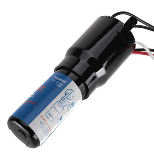 Supco RCO410 capacitor - side view (Type: Relay; Voltage: 115V)