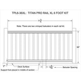 RDI 6 ft. x 36 in. Vinyl Level Rail Kit for 1-1/4 in. Square Baluster