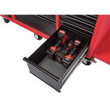 Milwaukee 61 in. 11-Drawer/1-Door 22 in. D Mobile Workbench with Sliding Pegboard Back Wall in Red/Black