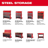 Milwaukee 61 in. 11-Drawer/1-Door 22 in. D Mobile Workbench with Sliding Pegboard Back Wall in Red/Black