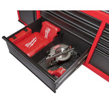 Milwaukee 61 in. 11-Drawer/1-Door 22 in. D Mobile Workbench with Sliding Pegboard Back Wall in Red/Black