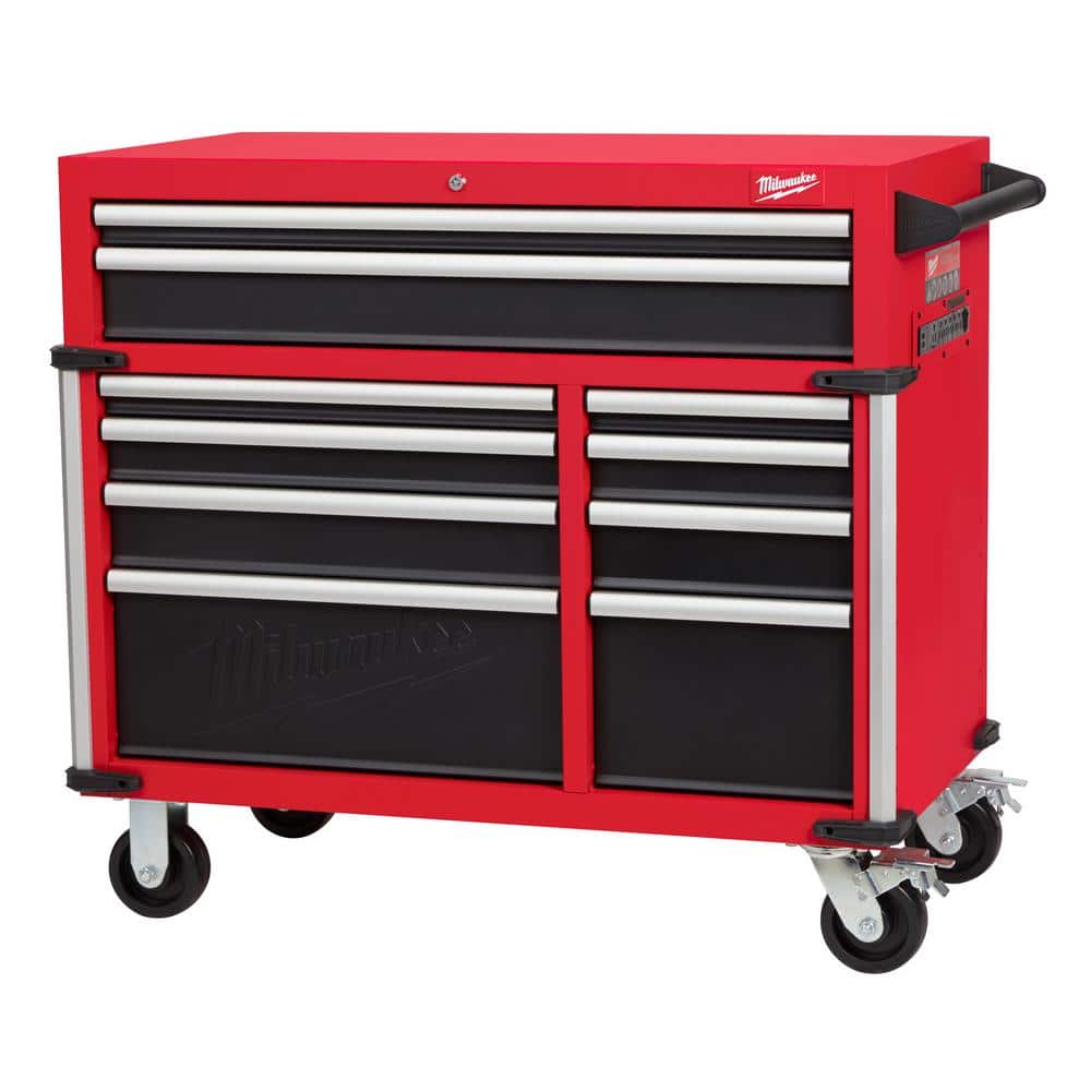 Milwaukee Tool Storage 41 in. W x 22 in. D Heavy Duty Rolling Red Tool Chest Combo, 18-Drawer, 2,500 lb Capacity