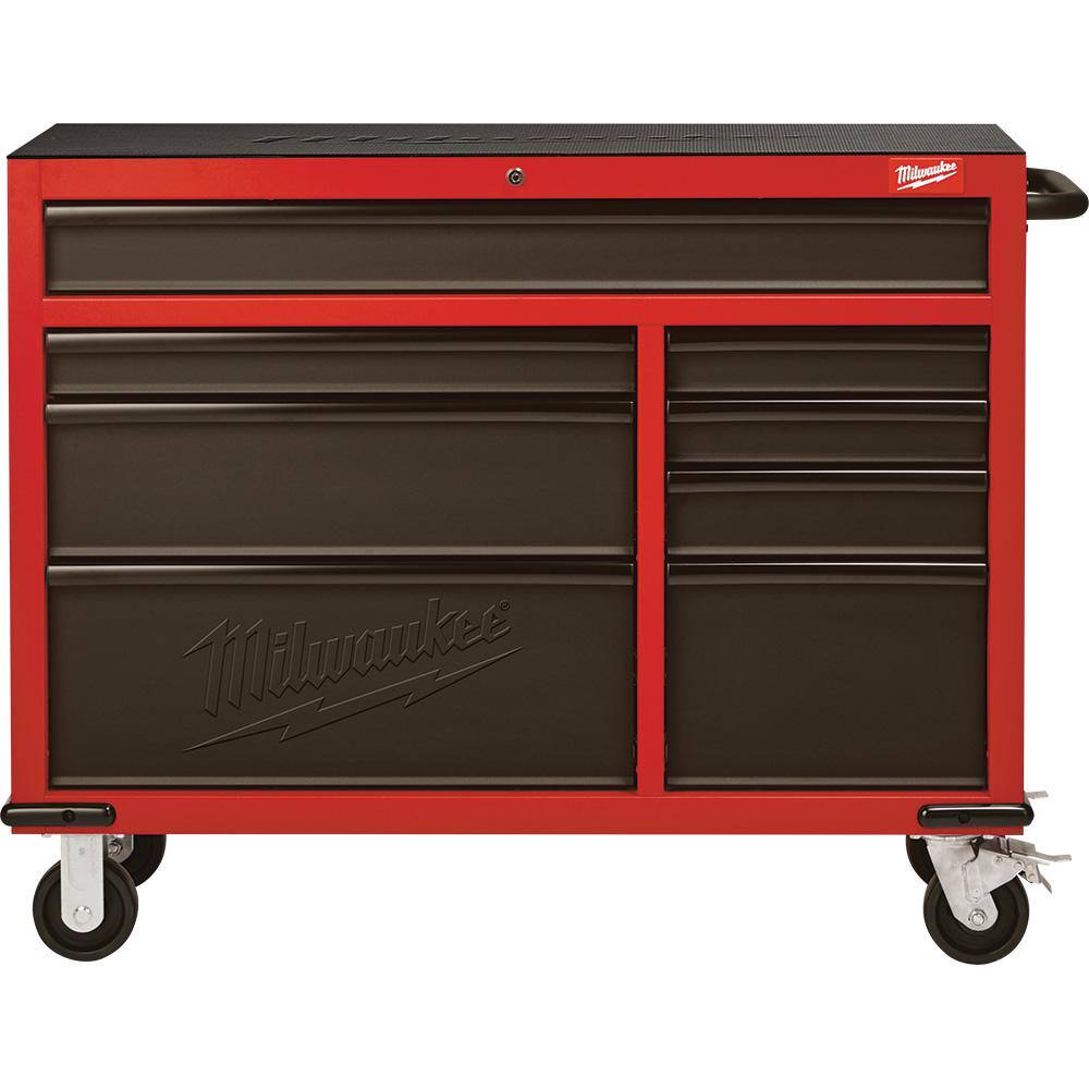Milwaukee 46 in. 8-Drawer Rolling Tool Cabinet Chest, Red/Black Textured, 20-Gauge Steel