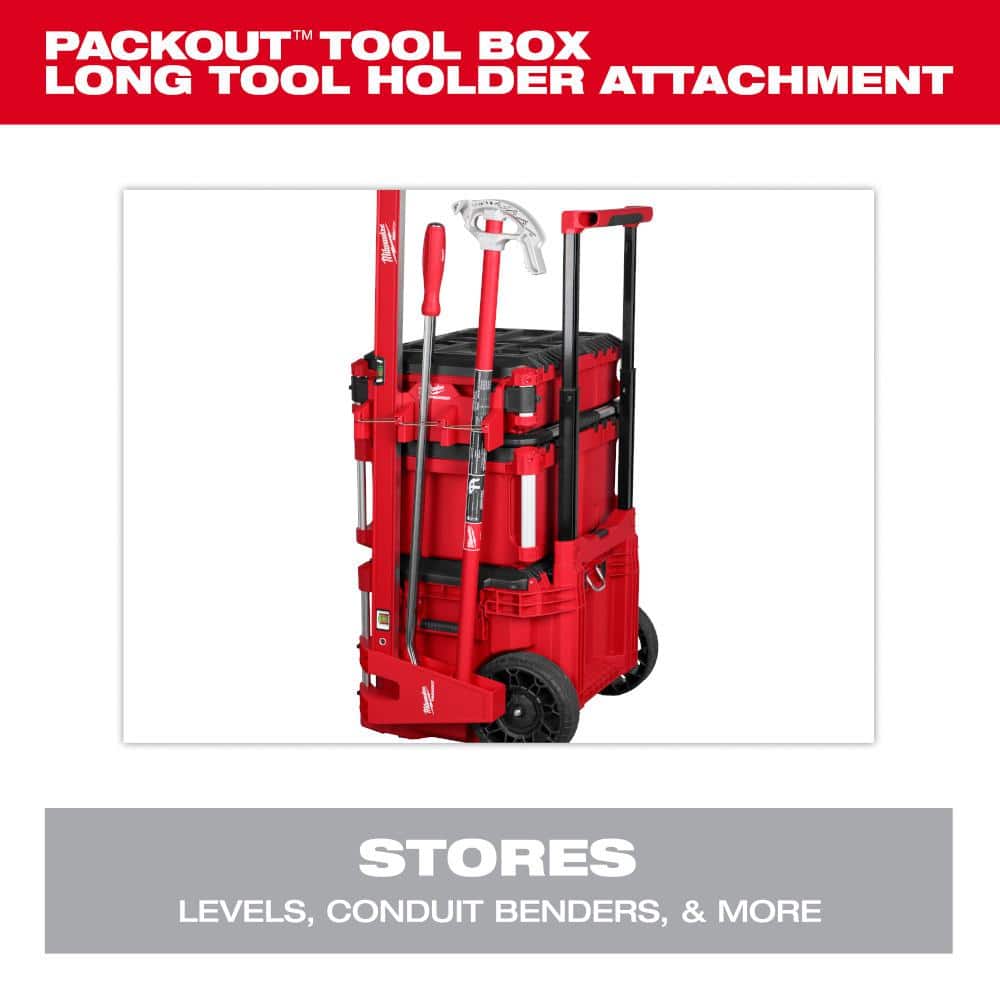 Milwaukee PACKOUT Long Tool Holder Tool Box Rack Attachment, 6.25 in D x 6.75 in W x 14 in H