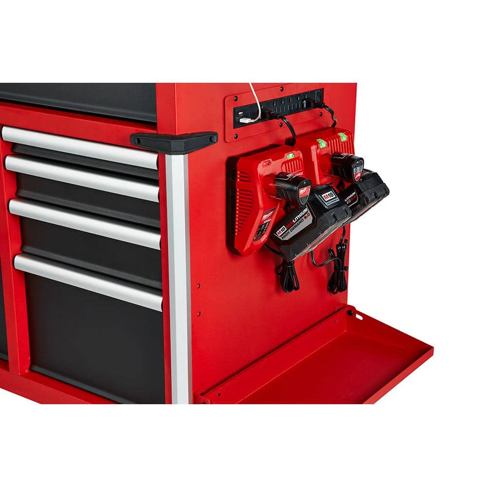 Milwaukee High Capacity 56 in. W x 22 in. D 10-Drawer Rolling Tool Cabinet, 3,000 lb Load, Red/Black (48-22-8557M)