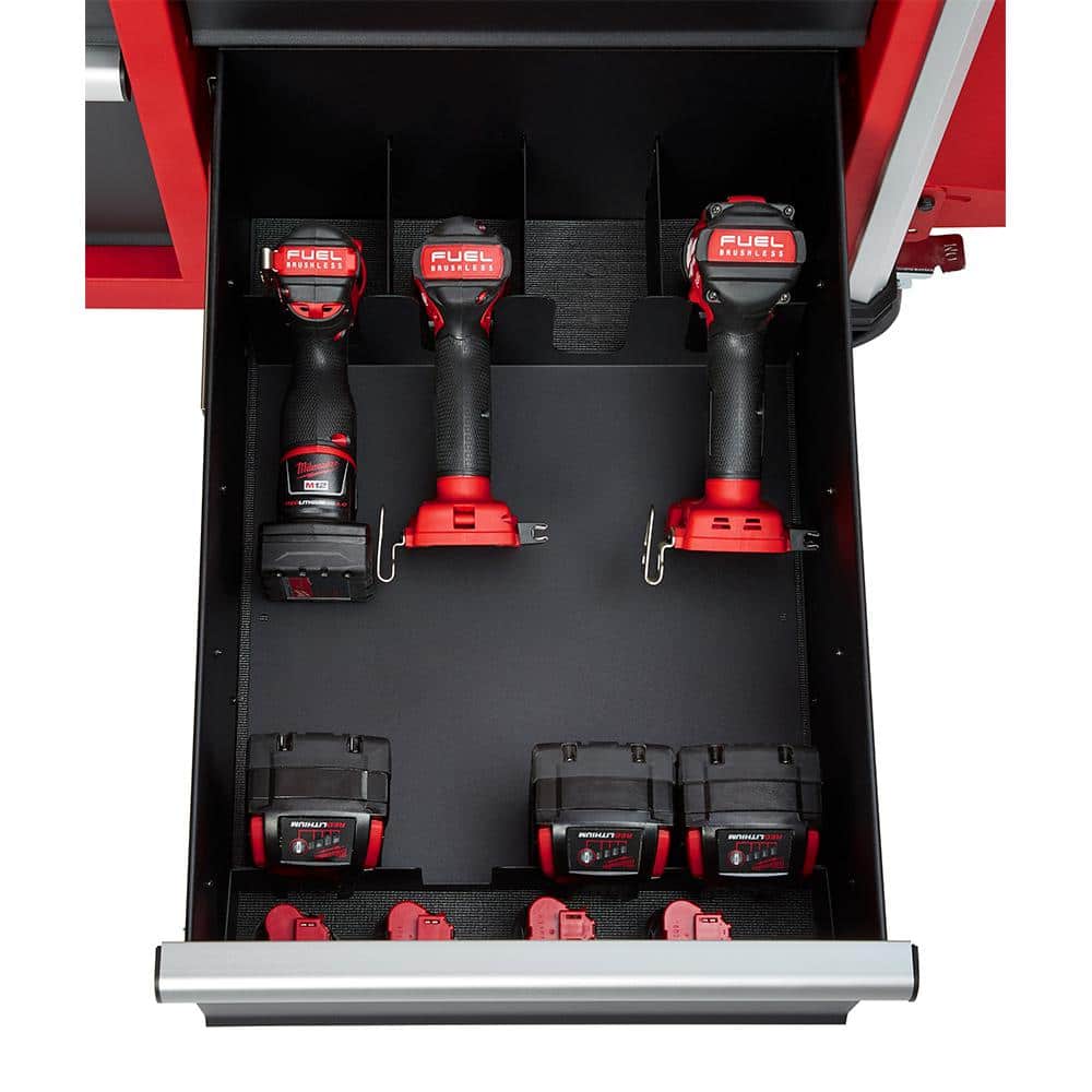Milwaukee High Capacity 56 in. W x 22 in. D 10-Drawer Rolling Tool Cabinet, 3,000 lb Load, Red/Black (48-22-8557M)