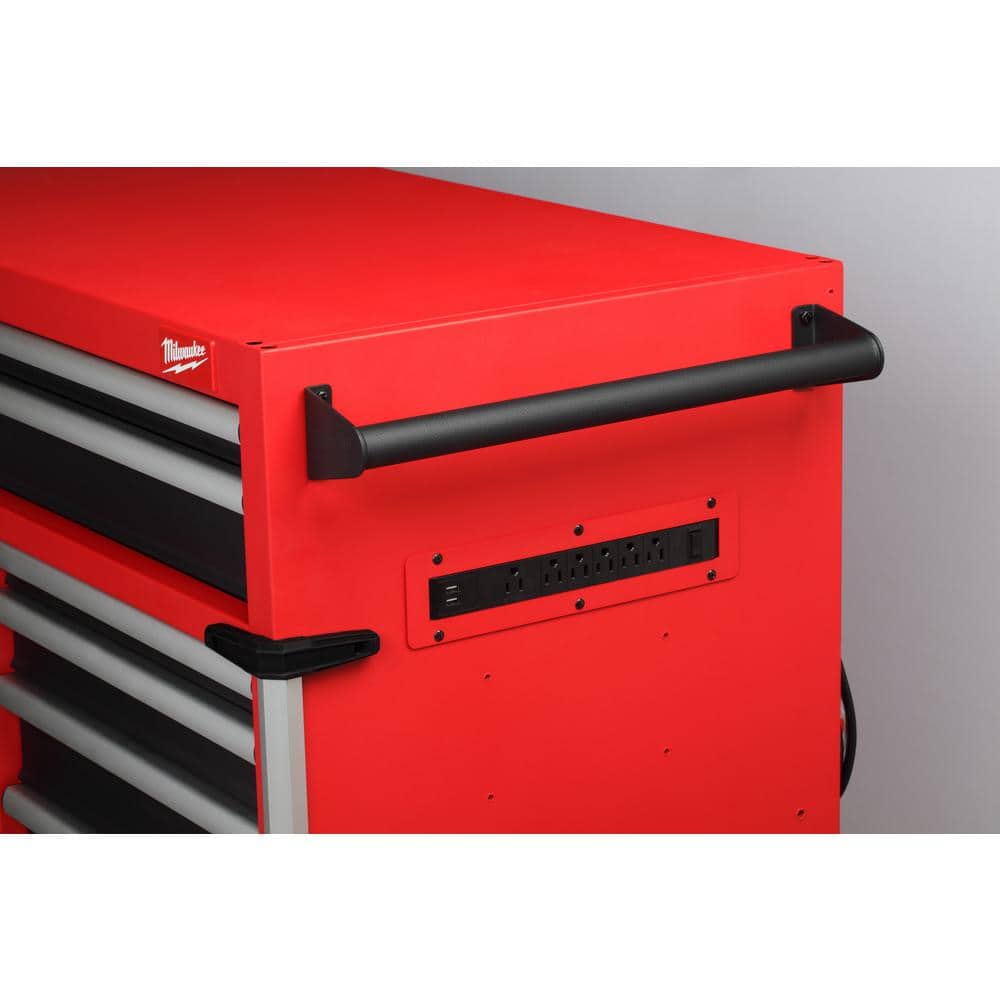 Milwaukee High Capacity 56 in. W x 22 in. D 10-Drawer Rolling Tool Cabinet, 3,000 lb Load, Red/Black (48-22-8557M)