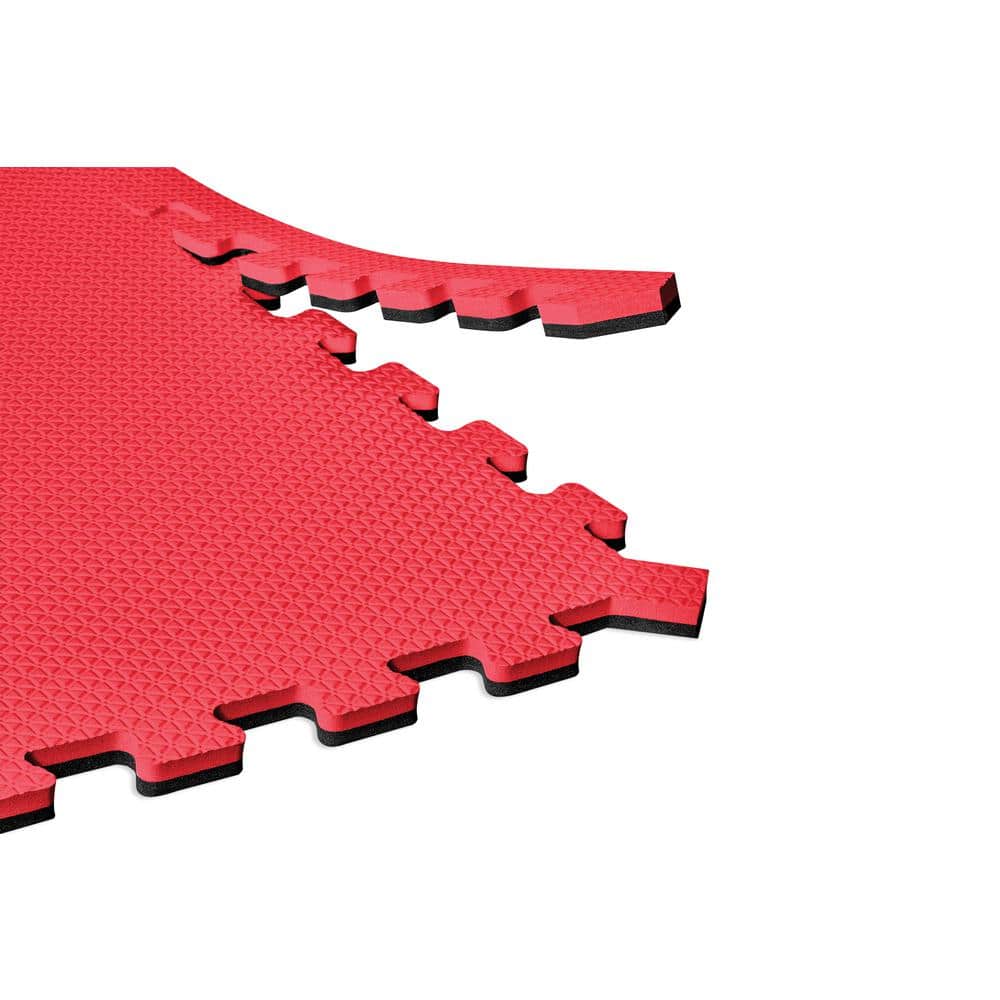 Norsk Red/Black 24 in. x 24 in. EVA Foam Truly Reversible Interlocking Tile (54-Tile)