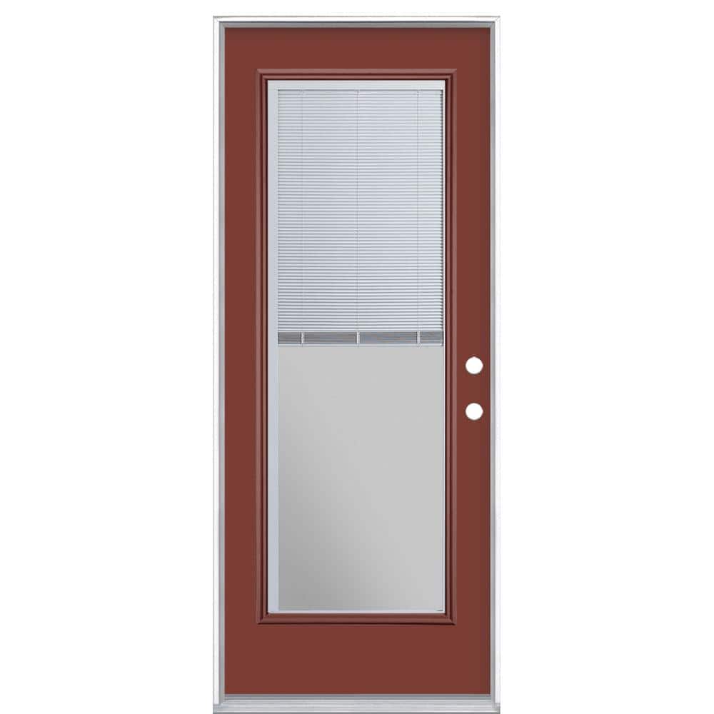 Masonite 32 in. x 80 in. Full Lite Mini Blind Left-Hand Inswing Painted Steel Prehung Exterior Door, No Brickmold