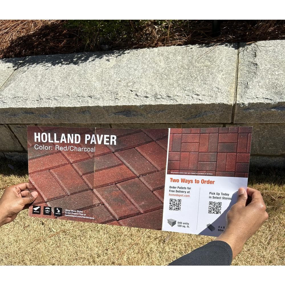 Oldcastle Paper Sample Only: 8 in. L x 4 in. W x 2.25 in. H 60 mm Red/Charcoal Holland Pavers Sample Board (1-Piece)