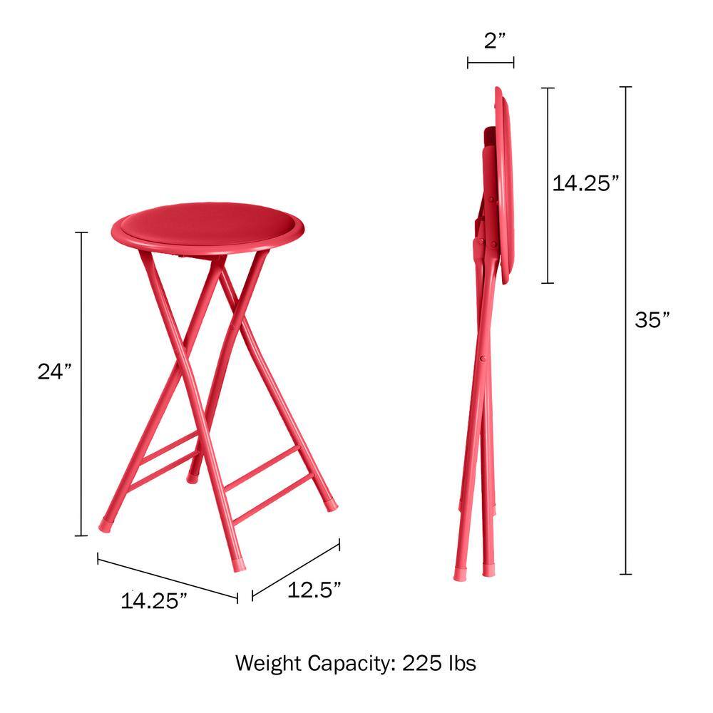 Lavish Home Red Metal Padded Folding Chair