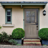 Krosswood Doors 36 in. x 80 in. Knotty Alder Left-Hand Inswing 4-Lite Clear Glass Dutch Prehung Front Door, Red Mahogany Stain