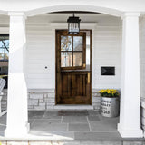 Krosswood Doors 36 in. x 80 in. Knotty Alder Left-Hand Inswing 4-Lite Clear Glass Dutch Prehung Front Door, Red Mahogany Stain