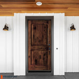 Krosswood Doors 36 in. x 80 in. Rustic Knotty Alder Arch Top Red Mahogany Stain Left-Hand Inswing Wood Single Prehung Front Door