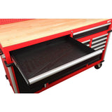 Milwaukee High-Capacity 61 in. W x 22 in. D 11-Drawer Mobile Workbench Cabinet with Solid Wood Top and Pegboard
