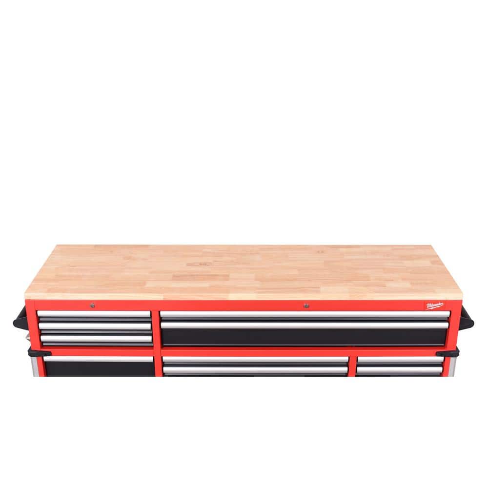 Milwaukee High Capacity 72 in. W x 22.1 in. D 18-Drawer Mobile Workbench with Solid Wood Top