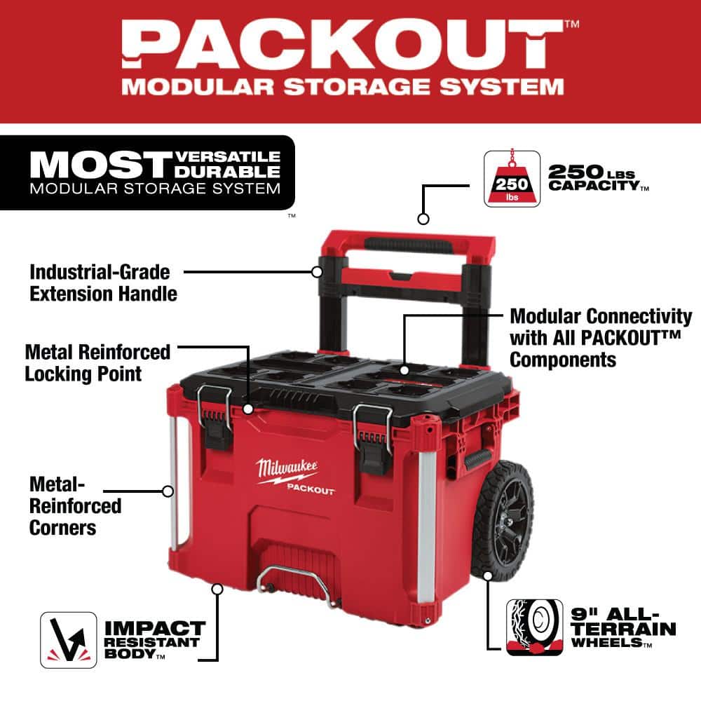 Milwaukee PACKOUT 22 in. Modular Tool Box Storage System, 3-Piece, 22 x 20 x 33.13 in