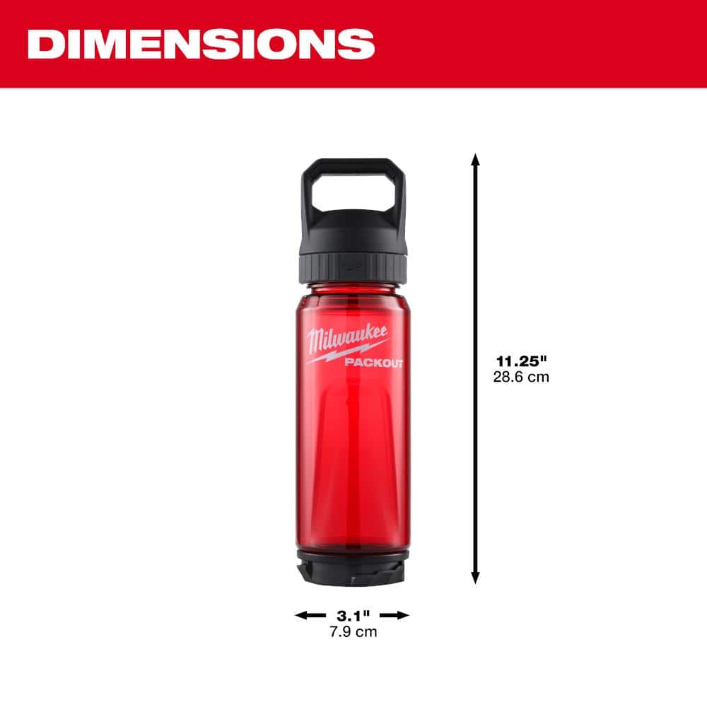 Milwaukee PACKOUT 25 Oz. Red Plastic Bottle with Chug Lid