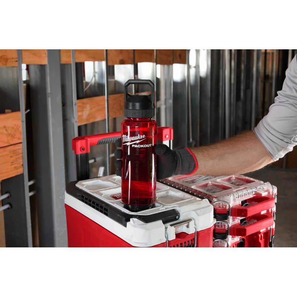 Milwaukee PACKOUT 34 oz. Red Plastic Bottle with Chug Lid