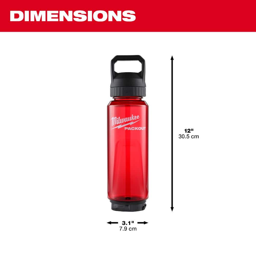 Milwaukee PACKOUT 34 oz. Red Plastic Bottle with Chug Lid