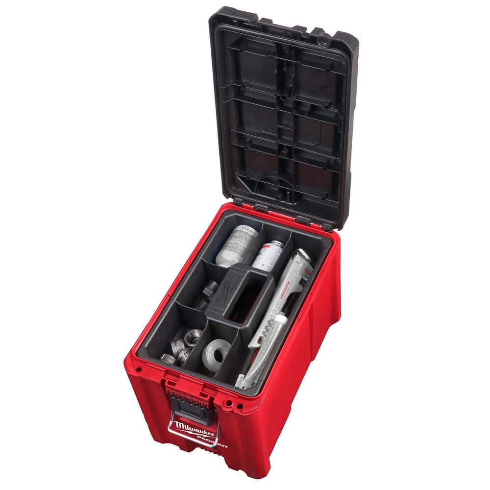 Milwaukee PACKOUT 10 in. Compact Portable Tool Box with Adjustable Dividers & Tray, IP65, 16.34 x 9.84 x 12.87 in
