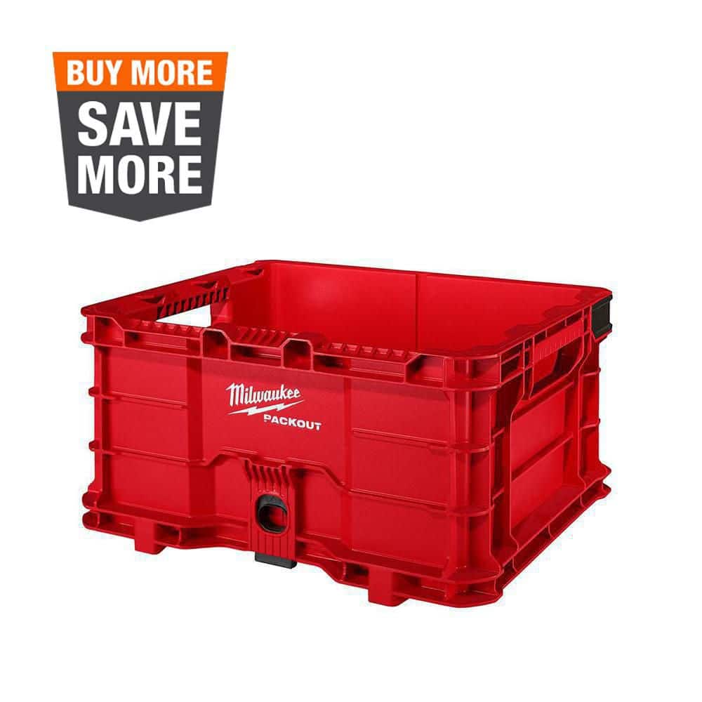 Milwaukee PACKOUT Stackable Crate, 9.9 in. H x 18.6 in. W x 15 in. D