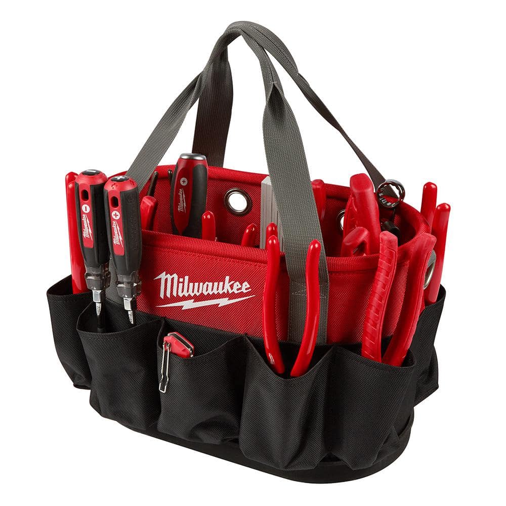 Milwaukee 10.4 in. Underground Oval Tool Bag, 24 Pockets, 1680D Ballistic Nylon