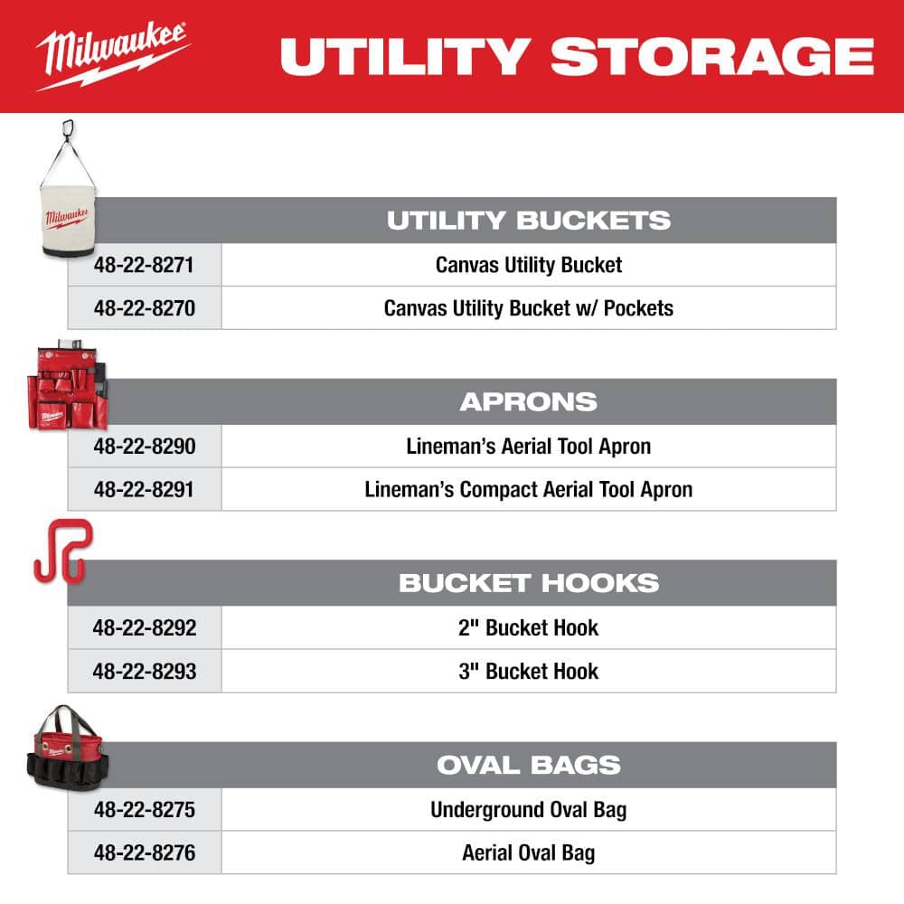 Milwaukee 14.5 in. Aerial Oval Tool Bag, 14 Pockets, Impact-Resistant Base
