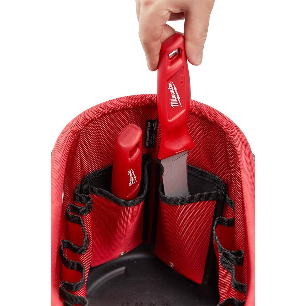 Milwaukee 14.5 in. Aerial Oval Tool Bag, 14 Pockets, Impact-Resistant Base