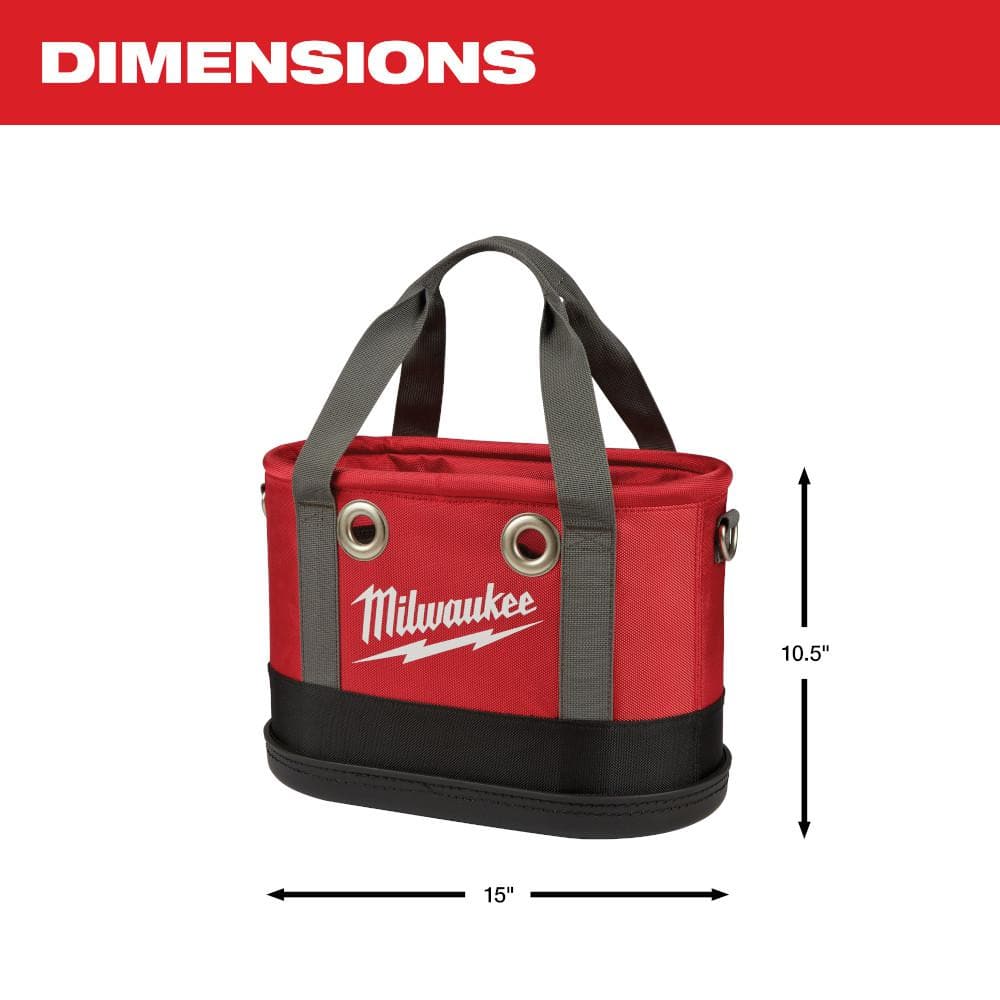 Milwaukee 14.5 in. Aerial Oval Tool Bag, 14 Pockets, Impact-Resistant Base