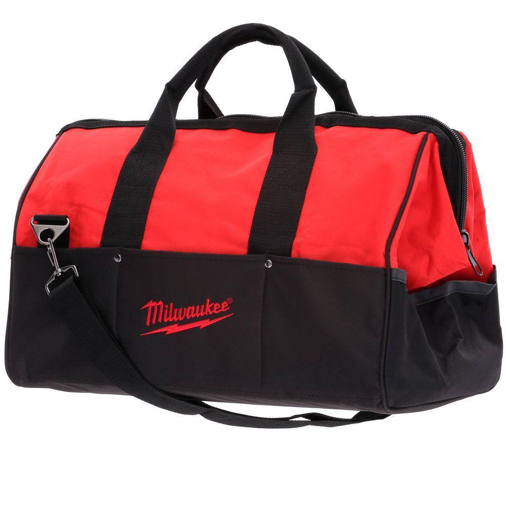 Milwaukee 18 in. Contractor Tool Bag in Red, 600D Fabric, 1980 cu. in. Capacity