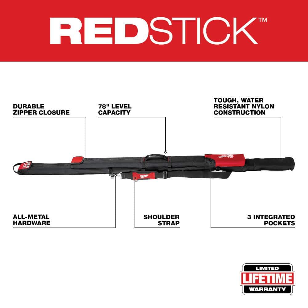 Milwaukee 78 in. Soft Side Level Tool Bag, Nylon, Red