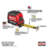 Milwaukee Adjustable Electricians Work Belt with 25 ft. x 1 in. Compact Magnetic Tape Measure