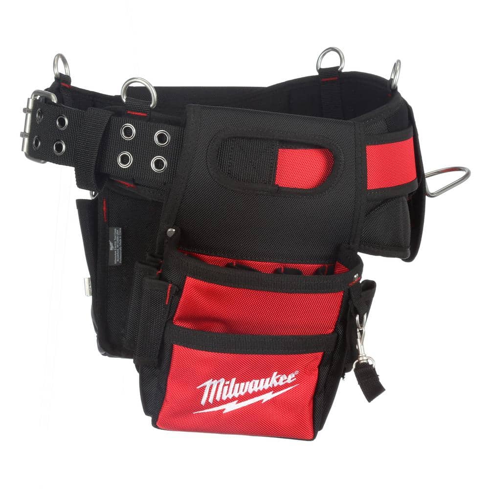 Milwaukee Adjustable Electricians Work Waist Tool Belt with 3-Pieces Pliers Kit, 29 Pockets, 1680D Nylon