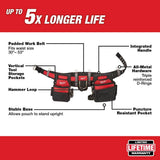 Milwaukee Adjustable Electricians Work Waist Tool Belt with 3-Pieces Pliers Kit, 29 Pockets, 1680D Nylon
