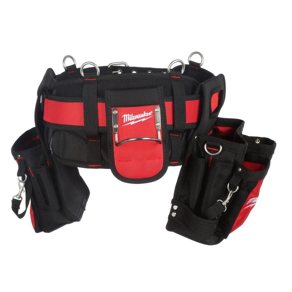 Milwaukee Electricians Adjustable Work Waist Tool Belt and X-Large Padded Rig, 29 Pockets, 1680D Nylon