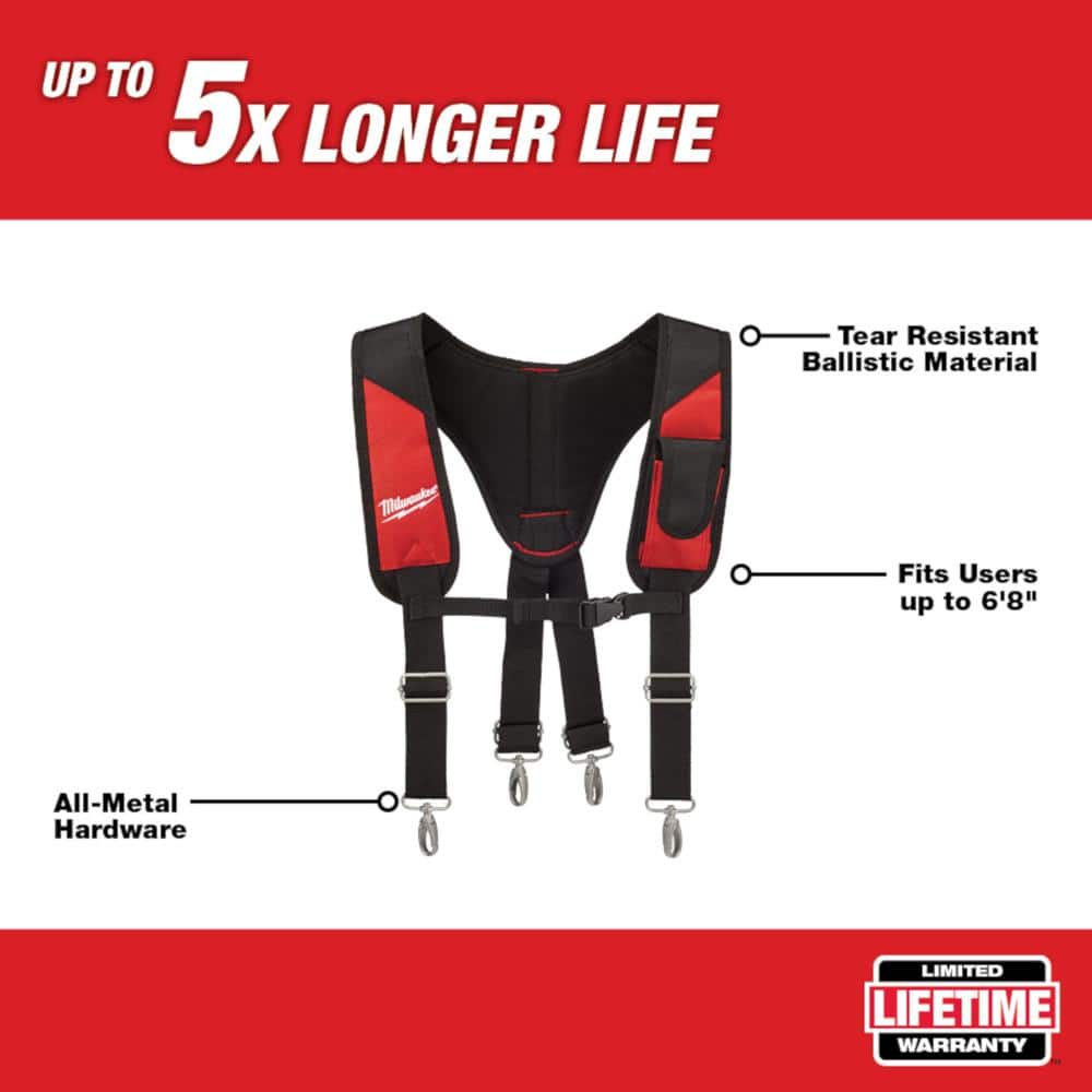Milwaukee Electricians Adjustable Work Waist Tool Belt and X-Large Padded Rig, 29 Pockets, 1680D Nylon