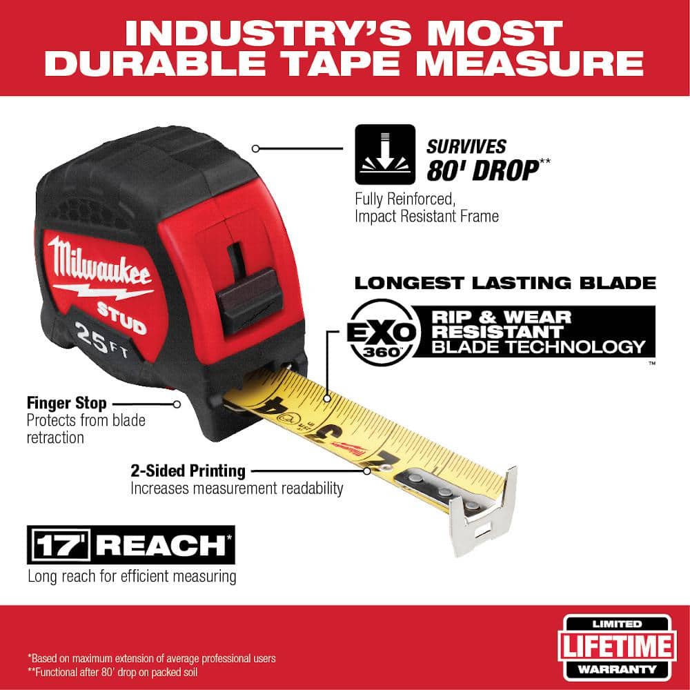 Milwaukee Adjustable Electricians Work Waist Tool Belt with 25 ft. Gen II STUD Tape Measure, 29 Pockets, 1680D Nylon