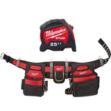 Milwaukee Adjustable Electricians Work Waist Tool Belt with 25 ft. Gen II STUD Tape Measure, 29 Pockets, 1680D Nylon