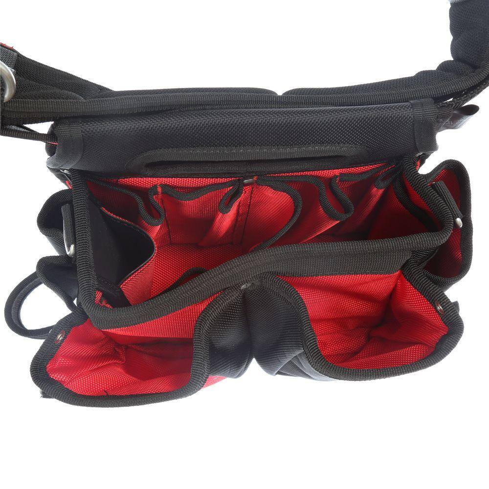 Milwaukee Adjustable Electricians Work Waist Tool Belt with 25 ft. Gen II STUD Tape Measure, 29 Pockets, 1680D Nylon