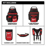 Milwaukee General Contractor Work Waist Tool Belt with Suspension Rig, 24 Pockets, 30–53 in. Waist (48-22-8120)