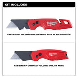 Milwaukee General Contractor Work Waist Tool Belt with Suspension Rig and FASTBACK Folding Knives (2-Pack)