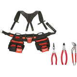Milwaukee General Contractor Work Waist Tool Belt with Suspension Rig & 3‑Piece Pliers Kit, 24 Pockets, 30–53 in. Adjustable