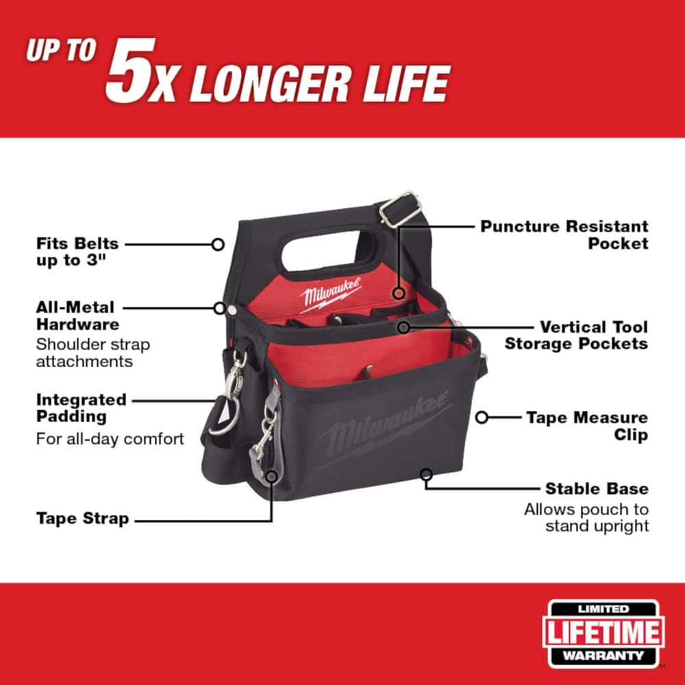 Milwaukee General Contractor Work Belt with Suspension Rig & 15-Pocket Electricians Work Pouch/Holster with Quick Adjust Belt