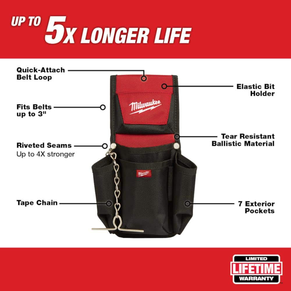 Milwaukee General Contractor Work Belt with Suspension Rig + 7-Pocket Compact Utility Pouch, 24-Pocket, Adjustable 30–53 in.