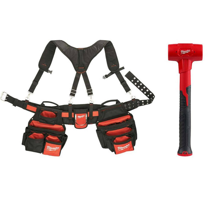 Milwaukee Contractor’s Work Belt with Suspension Rig & 28 oz. Dead Blow Hammer