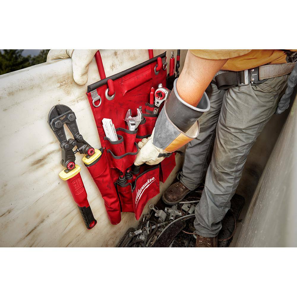 Milwaukee Lineman's Compact Aerial Tool Apron with Lineman's 5-in-1 Ratcheting Wrench, Milled Strike Face, 2-Piece